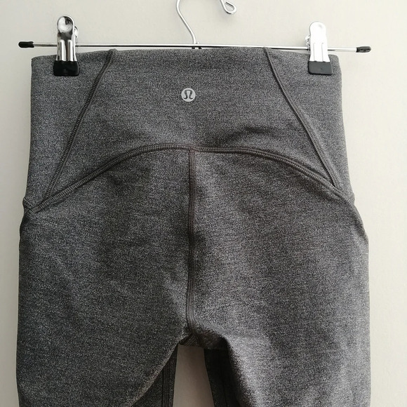 Lululemon Train Times 17" Crop High Rise Leggings Heathered Gray with Mesh 4 - Picture 8 of 13